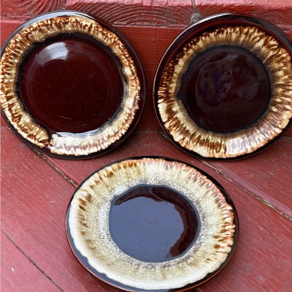 Pfaltzgraff Vintage Gourmet Brown Drip 7” Stoneware Salad Dessert Plates 3 Set - Picture 7 of 13